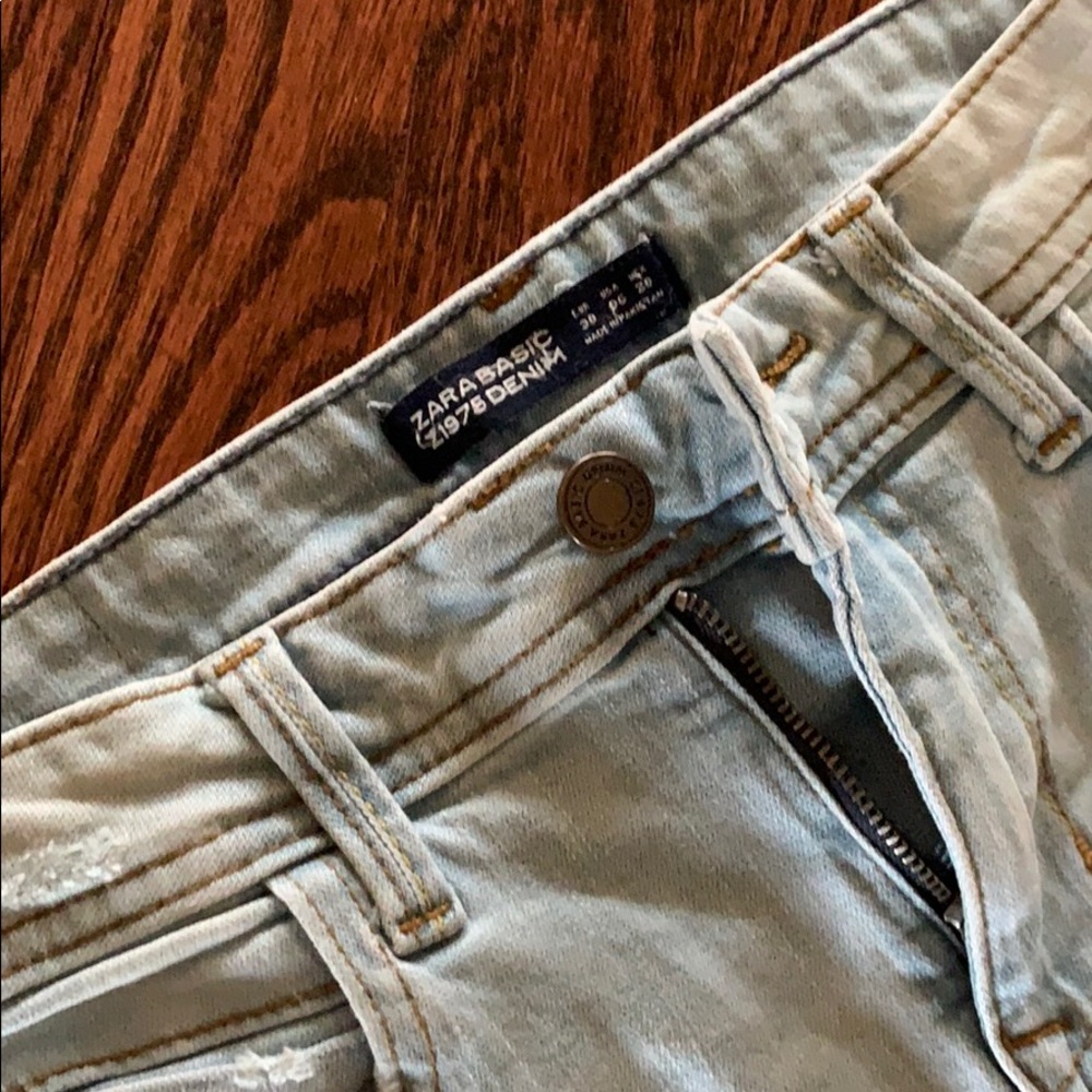 Zara Basic Denim Light Ripped Jeans - image 2